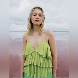 Zara Teired Ruffle Texture Tank Top Size S